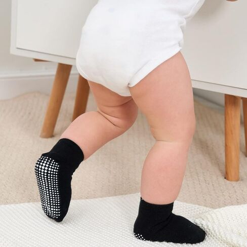 ZAPLES Baby Non Slip Grip Ankle Socks with Anti Skid Grippers Boys Girls Low Cut for Infants Toddlers Kids in Kuwait
