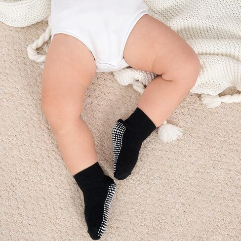 ZAPLES Baby Non Slip Grip Ankle Socks with Anti Skid Grippers Boys Girls Low Cut for Infants Toddlers Kids in Kuwait