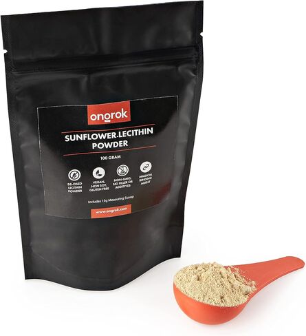 اونجروك مسحوق ليسيثين عباد الشمس الطبيعي بالكامل، نباتي، مسحوق ليسيثين غير معدل وراثيا للاكل، يتضمن مغرفة 15 غرام، عامل ربط سحري (100 غرام/3.52 اونصة) in Kuwait