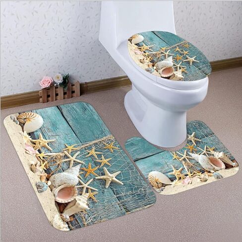 مجموعة سجاد الحمام من 3 قطع، سجادة حمام غير قابلة للانزلاق + سجادة مرحاض على شكل حرف U + غطاء مقعد المرحاض in Kuwait