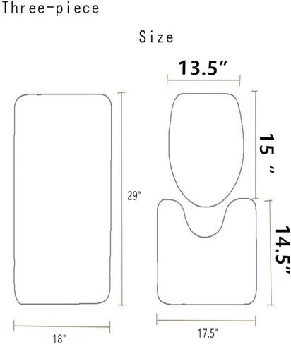 مجموعة سجاد الحمام من 3 قطع، سجادة حمام غير قابلة للانزلاق + سجادة مرحاض على شكل حرف U + غطاء مقعد المرحاض in Kuwait