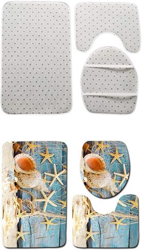 مجموعة سجاد الحمام من 3 قطع، سجادة حمام غير قابلة للانزلاق + سجادة مرحاض على شكل حرف U + غطاء مقعد المرحاض in Kuwait