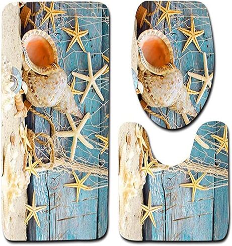 مجموعة سجاد الحمام من 3 قطع، سجادة حمام غير قابلة للانزلاق + سجادة مرحاض على شكل حرف U + غطاء مقعد المرحاض in Kuwait