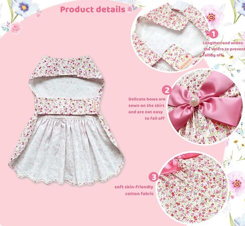 Petroom Sweetie Pup Dog Dress، قميص لطيف بعقدة على شكل فيونكة للكلاب الصغيرة (وردي، XXS) in Saudi Arabia