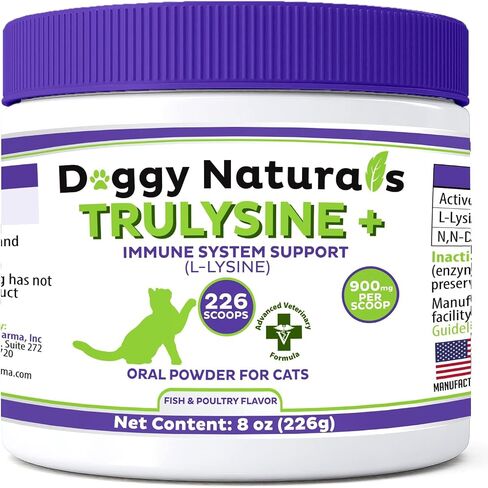 Trulysine L-Lysine للقطط مسحوق عن طريق الفم لدعم المناعة 21.2oz/600g - القطط والقطط من جميع الأعمار، العطس، سيلان الأنف، العيون المائية - نكهة الأسماك والدواجن (الولايات المتحدة الأمريكية) (600 جرام (500 مجم / مغرفة)) in Kuwait