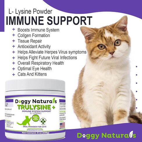 Trulysine L-Lysine للقطط مسحوق عن طريق الفم لدعم المناعة 21.2oz/600g - القطط والقطط من جميع الأعمار، العطس، سيلان الأنف، العيون المائية - نكهة الأسماك والدواجن (الولايات المتحدة الأمريكية) (600 جرام (500 مجم / مغرفة)) in Kuwait