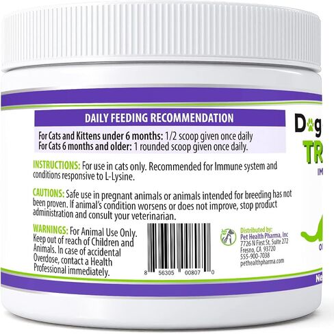 Trulysine L-Lysine للقطط مسحوق عن طريق الفم لدعم المناعة 21.2oz/600g - القطط والقطط من جميع الأعمار، العطس، سيلان الأنف، العيون المائية - نكهة الأسماك والدواجن (الولايات المتحدة الأمريكية) (600 جرام (500 مجم / مغرفة)) in Kuwait