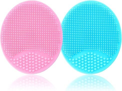 فرشاة اطفال من كوموكو - فرشاة بغطاء للاطفال الرضع، فرشاة سيليكون للتقشير والتدليك، لطيفة على البشرة (زهري + اخضر) in Kuwait