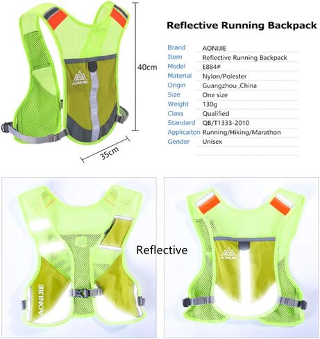 AONIJIE Men Women Ultralight Running Vest Pack Reflective Breathable Hydration Backpack for Hiking Camping Marathon Cycling Race (Gray- with 2 pcs 250ml Bottles) in Kuwait