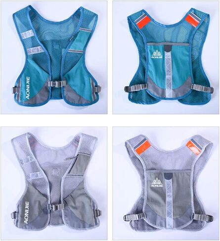 AONIJIE Men Women Ultralight Running Vest Pack Reflective Breathable Hydration Backpack for Hiking Camping Marathon Cycling Race (Gray- with 2 pcs 250ml Bottles) in Kuwait
