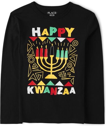 تي شيرت برسومات كوانزا بأكمام طويلة للأطفال والرضع من The Children's Place in Kuwait