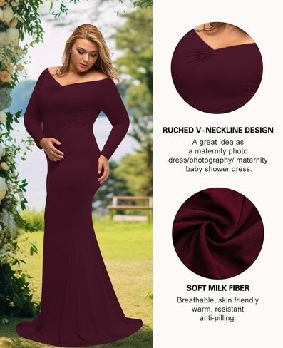 فستان LALAGEN نسائي رسمي بأكمام طويلة بدون أكتاف بمقاس كبير in Kuwait