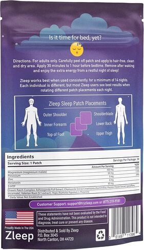 Zleep - Sleep Patches w/Dream Complex and Melatonin to Promote Quality Sleep and Reduce Tiredness (2 Pack, 60 Patches) in Saudi Arabia