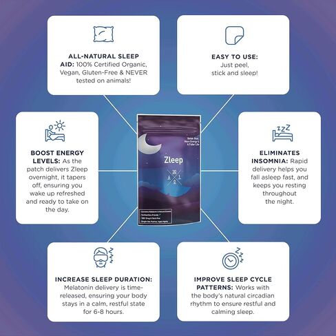 Zleep - Sleep Patches w/Dream Complex and Melatonin to Promote Quality Sleep and Reduce Tiredness (2 Pack, 60 Patches) in Saudi Arabia