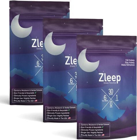 Zleep - Sleep Patches w/Dream Complex and Melatonin to Promote Quality Sleep and Reduce Tiredness (2 Pack, 60 Patches) in Saudi Arabia