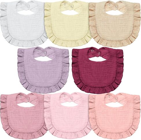 Lictin 8-Pack Muslin Baby Bibs - Bandana Drooling and Teething Bibs, Unisex Cotton in Saudi Arabia