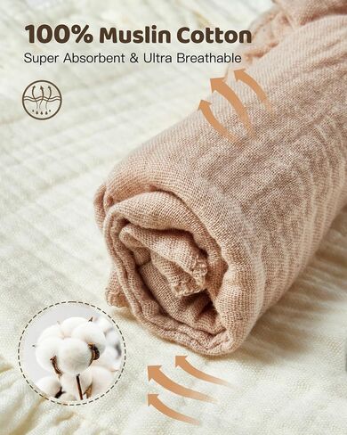 Lictin 8-Pack Muslin Baby Bibs - Bandana Drooling and Teething Bibs, Unisex Cotton in Saudi Arabia