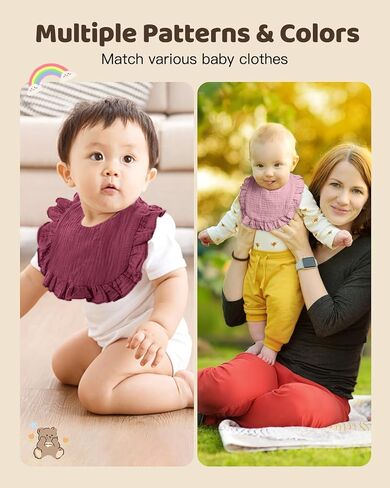 Lictin 8-Pack Muslin Baby Bibs - Bandana Drooling and Teething Bibs, Unisex Cotton in Saudi Arabia