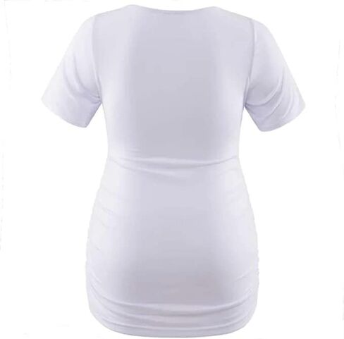 قميص الأمومة إعلان الحوامل بلايز المرأة Crewneck Ruched مضحك أجنحة الملاك تي شيرت، قصيرة الأكمام تي شيرت، أبيض in Kuwait