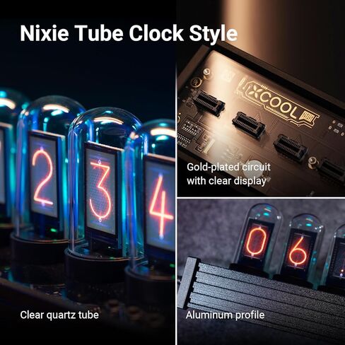 ساعة انبوبية نيكسي من اكس كول، ساعة نيكسي في ديكور سايبربانك مع اضاءة مزاجية، مجموعة ساعة نيكسي انبوبية لديكور الغرفة العتيقة، ساعة رقمية صغيرة للديكور الحديث وديكور سطح المكتب للرجال in Kuwait