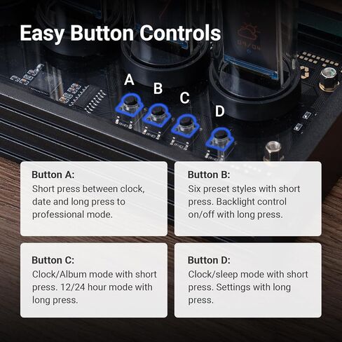 ساعة انبوبية نيكسي من اكس كول، ساعة نيكسي في ديكور سايبربانك مع اضاءة مزاجية، مجموعة ساعة نيكسي انبوبية لديكور الغرفة العتيقة، ساعة رقمية صغيرة للديكور الحديث وديكور سطح المكتب للرجال in Kuwait