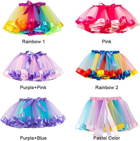 تنورة توتو، تنانير الباليه ذات طبقات قوس قزح من التول للفتيات حديثي الولادة والأطفال الصغار الذين يرتدون التصوير الفوتوغرافي in Kuwait