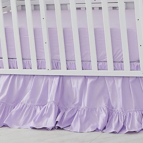 Brandream Boho Bohemian Girl Baby Nursery Crib Bed Skirt Dust Ruffle - Neutral Solid Color Beige Cream Off White Farmhouse Chic 100% Washed Cotton Ruffle in Saudi Arabia