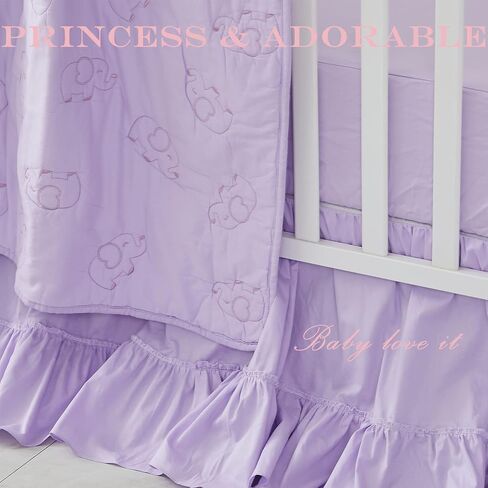 Brandream Boho Bohemian Girl Baby Nursery Crib Bed Skirt Dust Ruffle - Neutral Solid Color Beige Cream Off White Farmhouse Chic 100% Washed Cotton Ruffle in Saudi Arabia