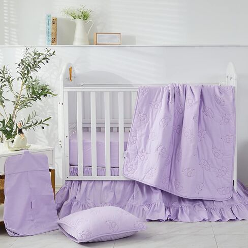 Brandream Boho Bohemian Girl Baby Nursery Crib Bed Skirt Dust Ruffle - Neutral Solid Color Beige Cream Off White Farmhouse Chic 100% Washed Cotton Ruffle in Saudi Arabia