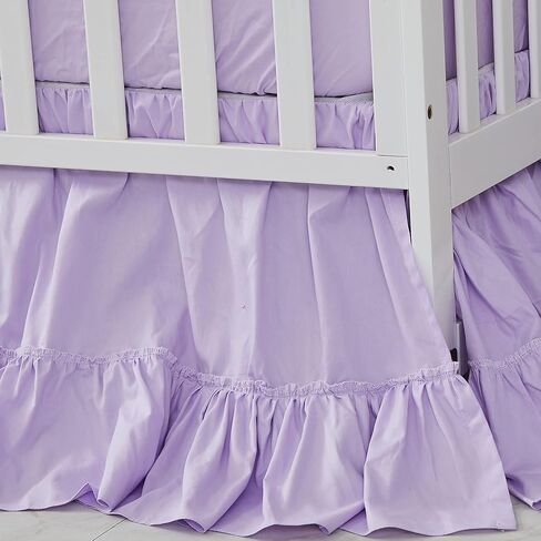 Brandream Boho Bohemian Girl Baby Nursery Crib Bed Skirt Dust Ruffle - Neutral Solid Color Beige Cream Off White Farmhouse Chic 100% Washed Cotton Ruffle in Saudi Arabia