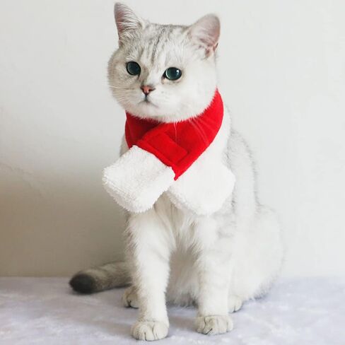 YUJUN 2PCS Cat Christmas Costume Christmas Pet Santa Hat with Scarf Outfit for Puppy Kitten Christmas Party Costume Supplies in Kuwait