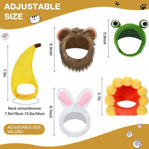 Weewooday 5 Pcs Cat Hat, Lion, Frog, Rabbit, Sunflower, Banana in Kuwait