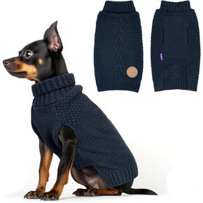 cyeollo Dog Sweaters for Small Dogs Turtleneck Knitted Sweaters with Leash Hole Fall Small Dog Clothes Winter Pets Apparel