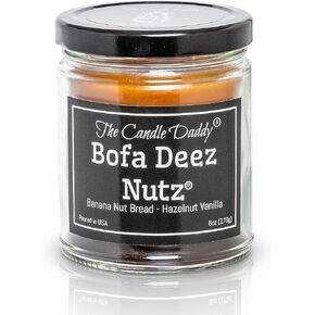 شمعة معطرة بنكهة الموز والبندق والفانيليا من بوفا ديز - صب مزدوج - 6 اونصة - وقت احتراق 40 ساعة