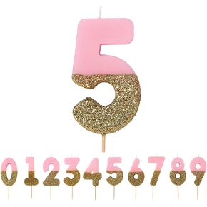 Talking Tables Pink Number 0 Birthday Candle with Gold Glitter Premium Quality Cake Topper Decoration for Kids, Adults, Party, Anniversary, Milestone Age, Height 8cm, 3", PINK0 in Saudi Arabia