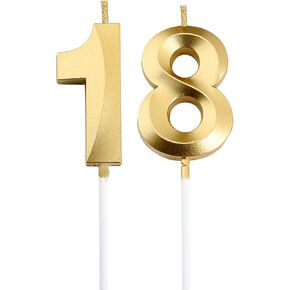 Blue 18th Birthday Candles, Number 18 Cake Topper for Birthday Decorations Party Decoration