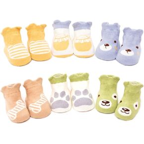 6 أزواج من جوارب Kisgyst للكاحل من القطن للأطفال غير قابلة للانزلاق مع نعل غير قابل للانزلاق للأطفال حديثي الولادة والأولاد والبنات in Kuwait