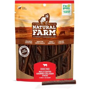 أعواد كولاجين الذواقة المغلفة من ناتشورال فارم (4 بوصات، 25 عبوة) - مغلفة بلحوم البقر الحقيقية، 95% من الكولاجين الطبيعي للمضغ للكلاب، تدعم المفاصل الصحية والجلد والفرو - الأفضل للكلاب الصغيرة والمتوسطة in Kuwait
