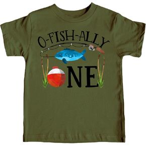 Olive Loves Apple O-Fishally One 1st Birthday Outfit for Baby Boys Fishing Outdoors Shirt for First Birthday