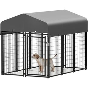 MoNiBloom Dog Kennels and Crates for Small/Medium Dogs, 4.6ft High Expandable Outdoor Dog Run Enclosure with Waterproof Cover, Galvanized Puppy Exercise Pen with Lock for Outside Home Yard, 10 Panels in Saudi Arabia