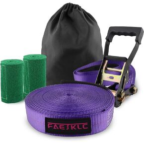 Slackline Kit for Kids Zipline Accessories 65ft Zip Line Ninja Warrior Slackline Tight Rope Line for Kids and Adult Backyard Training Equipment for Outside in Kuwait