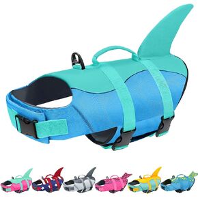 Malier Dog Life Jacket, Ripstop American Flag Dog Life Vest for Swimming Boating, Shark Puppy Lifesaver with High Buoyancy Swimsuit for Small Medium and Large Dogs (Small)