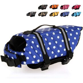 HAOCOO Dog Life Jacket Vest Saver Safety Swimsuit Preserver with Reflective Stripes/Adjustable Belt Dogs?Pink Bone,M