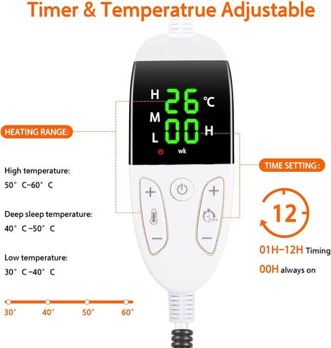 وسادة تدفئة للحيوانات الأليفة من PUHOHUN، مقاس 18 × 18 بوصة قابلة للتعديل لتدفئة الحيوانات الأليفة للقطط والكلاب مع مؤقت، وسادات تدفئة داخلية للحيوانات الأليفة مع مفتاح ترموستات ذكي، وسادة تدفئة للجرو مع إيقاف التشغيل التلقائي in Kuwait