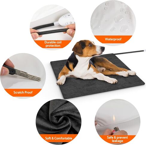 وسادة تدفئة للحيوانات الأليفة من PUHOHUN، مقاس 18 × 18 بوصة قابلة للتعديل لتدفئة الحيوانات الأليفة للقطط والكلاب مع مؤقت، وسادات تدفئة داخلية للحيوانات الأليفة مع مفتاح ترموستات ذكي، وسادة تدفئة للجرو مع إيقاف التشغيل التلقائي in Kuwait