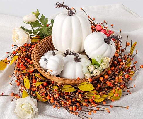 12 قطعة من Oyydecor بأحجام متنوعة من القرع الاصطناعي لتزيين الحصاد والقرع الأبيض والقرع الرغوي المزيف لديكور الخريف والخريف وعيد الشكر وديكورات الهالوين (أبيض، 12 قطعة) in Kuwait