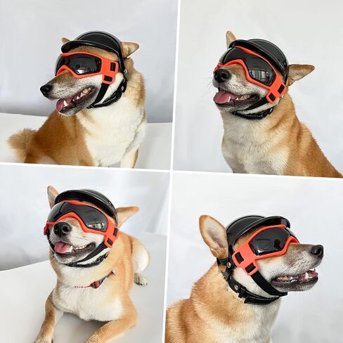 PETLESO Dog Goggles for Small Dogs with Helmet, 2pcs Dog Sunglasses and Dog Helmet Set for Small Medium Dog Outdoor Driving Walking, Pink in Saudi Arabia