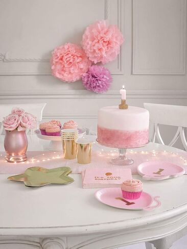Talking Tables Pink Number 0 Birthday Candle with Gold Glitter Premium Quality Cake Topper Decoration for Kids, Adults, Party, Anniversary, Milestone Age, Height 8cm, 3", PINK0 in Saudi Arabia