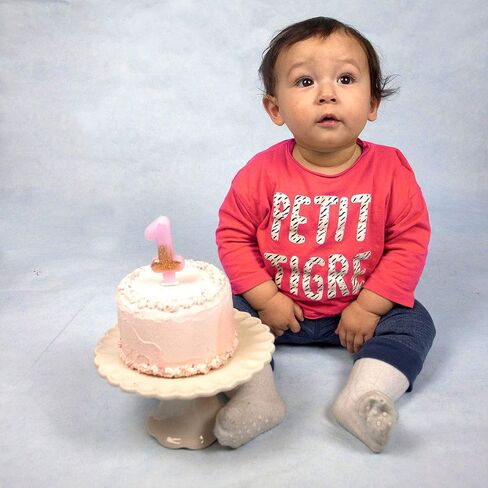 Talking Tables Pink Number 0 Birthday Candle with Gold Glitter Premium Quality Cake Topper Decoration for Kids, Adults, Party, Anniversary, Milestone Age, Height 8cm, 3", PINK0 in Saudi Arabia