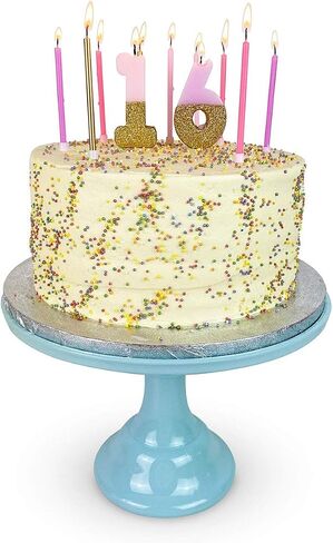 Talking Tables Pink Number 0 Birthday Candle with Gold Glitter Premium Quality Cake Topper Decoration for Kids, Adults, Party, Anniversary, Milestone Age, Height 8cm, 3", PINK0 in Saudi Arabia
